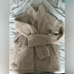 NWT Old Navy sherpa full zip, light dusty pink XS